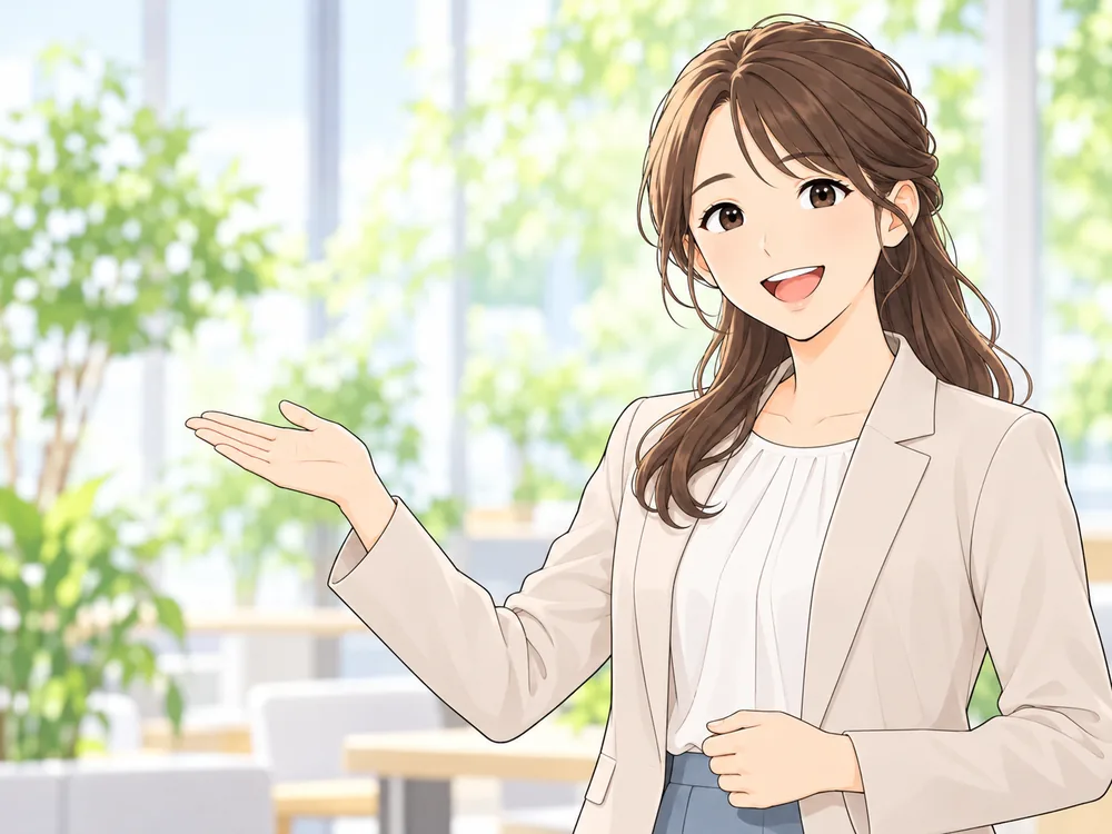 ご担当者様のイラスト（ジャケット姿の女性）