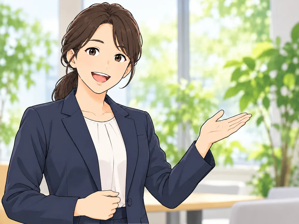 ご担当者様のイラスト（スーツ姿の女性）
